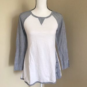 LAZY SUNDAYS Paper Crane Top White Navy Stripes S